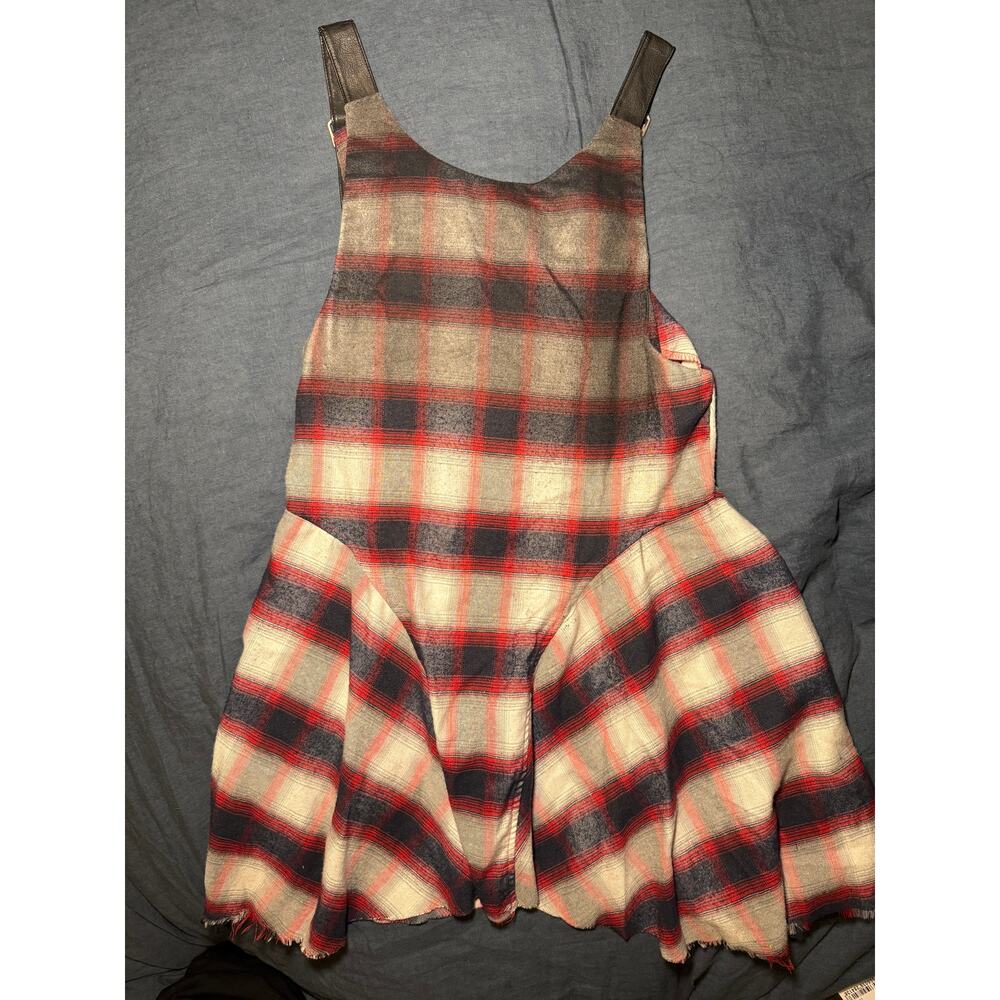 UNIF Plaid Frayed Buckle Strap Mini Dress Size XS - Picture 2 of 3